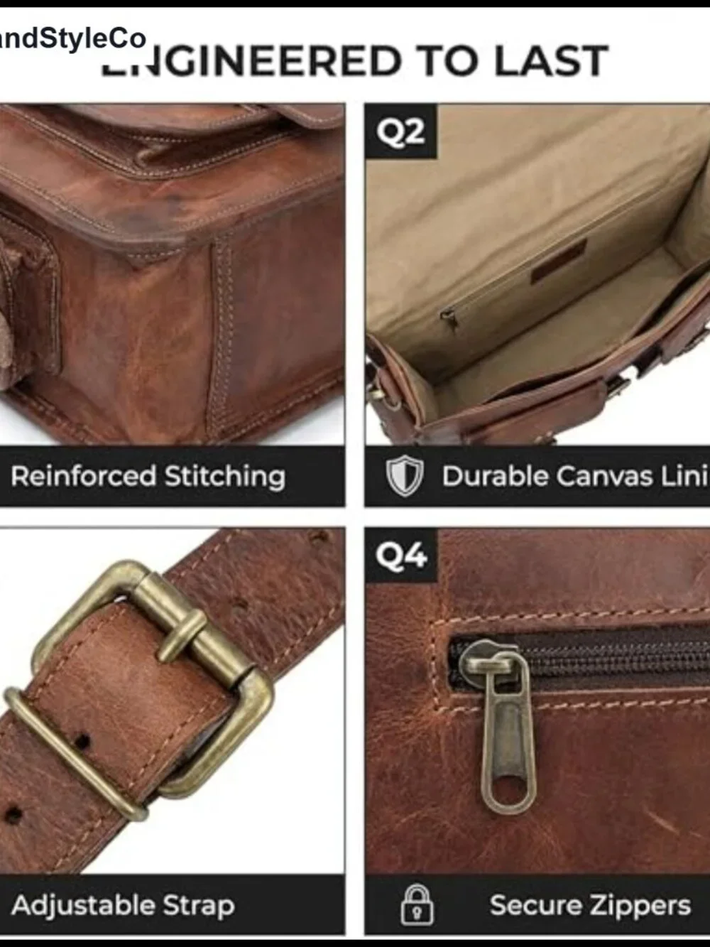 Handmade Full Grain Leather Messenger Bag for Men, Fits 17.5